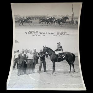 Vintage 1963 Aqueduct Racetrack Horse Racing Photo Ye Old Slave Winner’s Circle